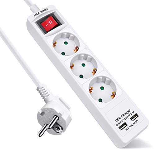 Extensão Elétrica EXTRASTAR 3680 W Branco EXTRASTAR - Fios e cabos elétricos - 3 tomas, 2 portas USB, 3680 w, 1,5 m