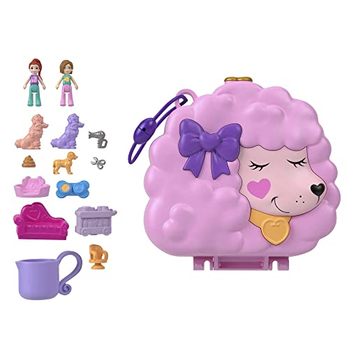 Conjunto de bonecos temáticos para crianças POLLY POCKET Groom & Glam Poodle Compact Mattel - Bonecas - bonecos temáticos, acessórios, brinquedos, idade mínima 4 anos
