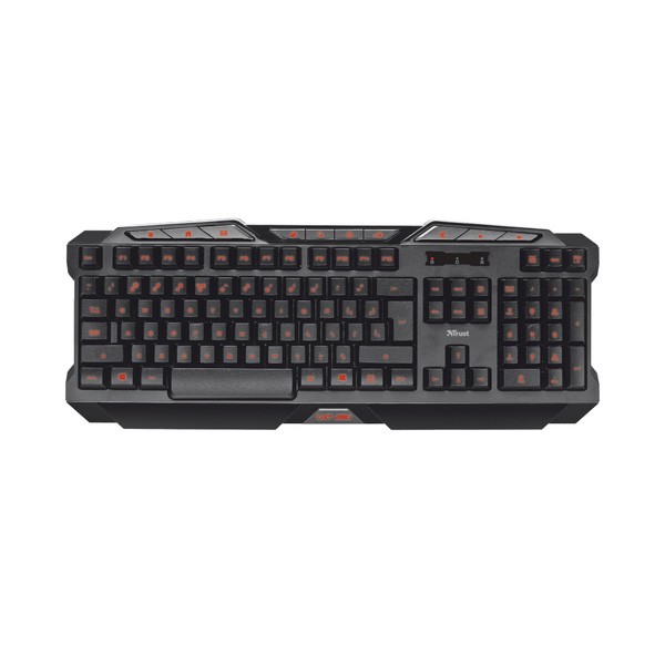 Teclado TRUST Gxt 280 Es (Espanhol - Preto) Trust - Teclados - iluminação LED, 3 cores, ajuste intensidade, teclado normal, software programação