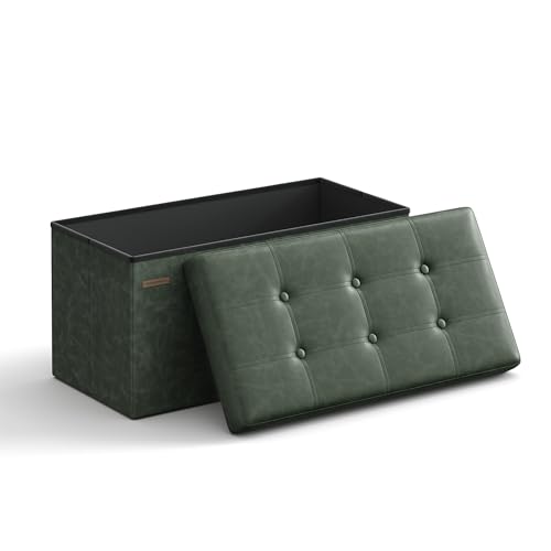 Banco de Arrumação SONGMICS LSF040C01 (Verde - Aço) SONGMICS - Pufes - verde, MDF, couro sintético, 300 kg