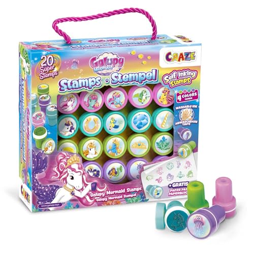 Kit de sellos para crianças CRAZE GALUPY Mermaid CRAZE - Rotuladoras - 20 selos, figuras sereias, criativo, educativo