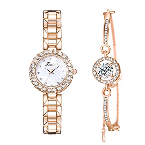 Conjunto de Relógios e Pulseiras para Mulher CT Watch - Relógios - relógio, pulseira, mulher, rhinestone, face de nácar