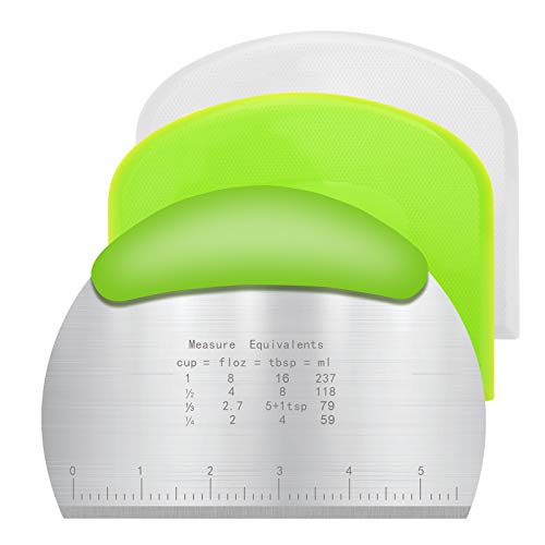 Vicloon Rasqueta de Massa 3 Peças Raspador de Massa de Plástico e Inoxidable Vicloon - Espátulas de cozinha - inox, plástico, 3 peças, 12 x 9.5 cm