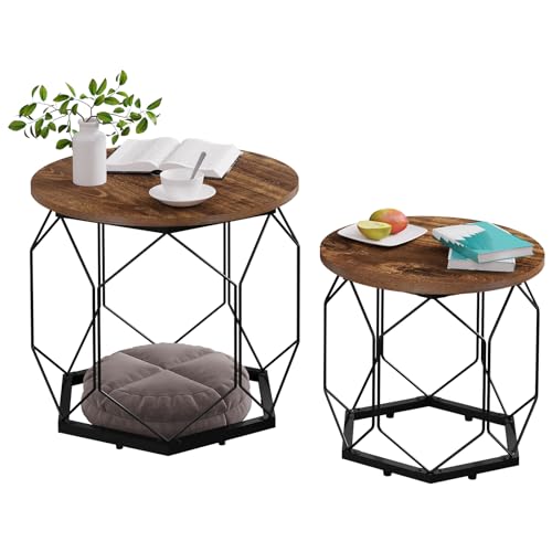 Conjunto de 2 mesas auxiliares WOLTU Bts05Hov WOLTU - Conjuntos de móveis - conjunto, 2 mesas, auxiliares, woltu