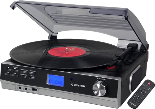Gira-Discos SUNSTECH PXR23 (Automático - Correia) SUNSTECH - Gira-discos e leitores de vinil - rádio FM, saída rca, auto-stop, bluetooth