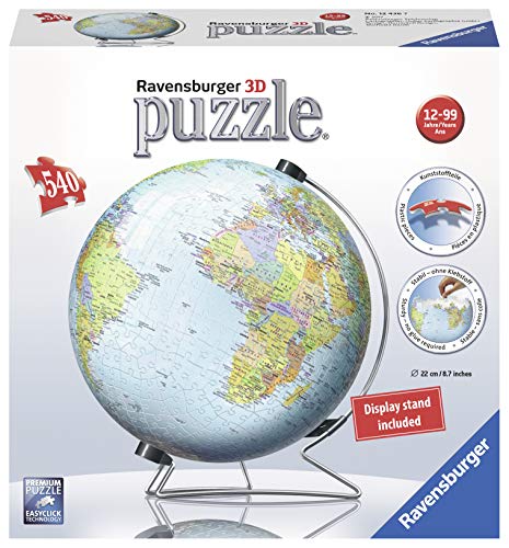 Puzzle 3D RAVENSBURGER Globo The World on V-Stand Globe (Idade Mínima: 12 Anos - 540 Peças) Ravensburger - Quebra-cabeças - globo, v-stand, 540 peças, idade mínima 12 anos