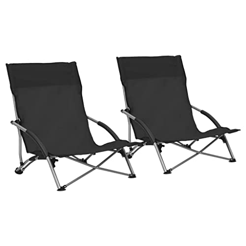 Conjunto de 2 Cadeiras de Praia VidaXL | Preto (Armazenamento e limpeza) vidaXL - Móveis de exterior - 2 cadeiras, armazenamento, poliéster, aço