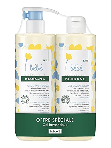 Gel de Limpeza Suave para Bebés Lote de 2 X 500 Ml KLORANE Klorane - Banho e corpo - suave, delicado, 500 ml, bebés