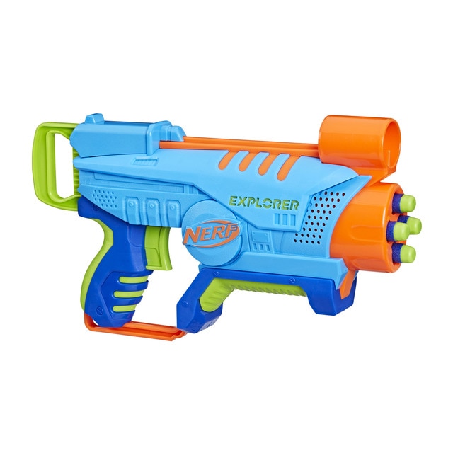 Lançador NERF Elite Jr. Explorer (Idade Mínima: 6 anos) Hasbro - Armas de brinquedo e acessórios - fácil usar, leve, 6 anos