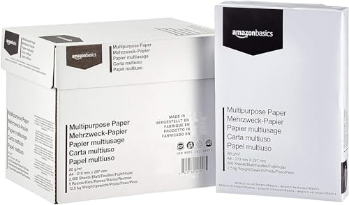 Básicos de papel multiuso 5 rodas 2500 folhas BASICS Amazon Basics - Papel de impressora e copiadora - básico, papel, multiuso, 5 rodas, 2500 folhas