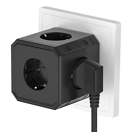 Extensão Elétrica TANXIS 1000101 | 5 Tomadas | Tipo F | Preto TANXIS - Tomadas e soquetes de energia - 5 tomas, 3500w, tipo f, preto