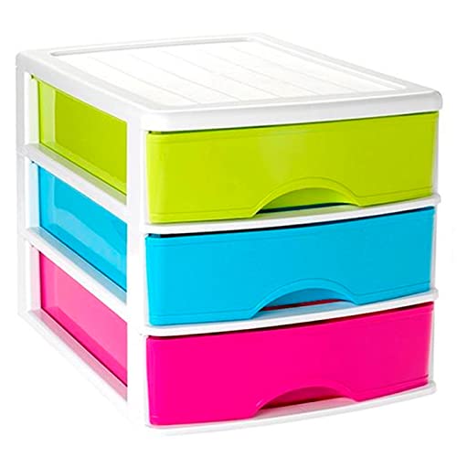 Armário Organizador AC com 3 Gavetas (Branco - 26x27x35.5cm) AC - Gavetas de armazenamento doméstico - 3 gavetas, 26x27x35.5cm, material reciclado