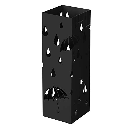 Varão de Guarda-Chuva de Metal com Ganchos e Caixa para Água 15.5X15.5X49Cm SGM SONGMICS - Acessórios de áudio - metal, ganchos, caixa para água, 15.5x15.5x49cm