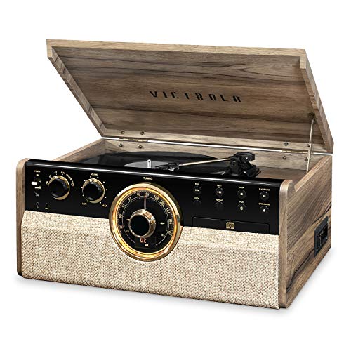 Gira-Discos CRYSTALRINGS Empire Mid-Century Castanho Victrola - Áudio - bluetooth, mid-century, tocado, leitor cd, rádio FM