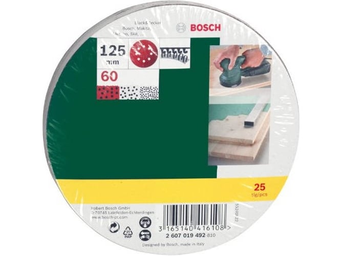 Conjunto de acessórios para lixadeiras Bosch 2 607 019 492 Bosch - Acessórios para ferramentas - 125 mm, 25 folhas, lixado, preto amarelo