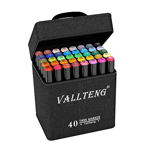 Conjunto de Canetas de Feltro VALLTENG 40 Cores Vallteng - Marcadores e marcadores de texto - canetas, feltro, 40 cores