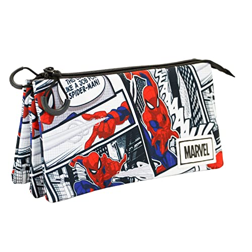 Estojo de Tripla Carta SPIDERMAN (Idade Mínima Recomendada: 3 anos) KARACTERMANIA - Estojos para canetas e lápis - tripla carta, 3 anos, fecho principal, bolsas exteriores