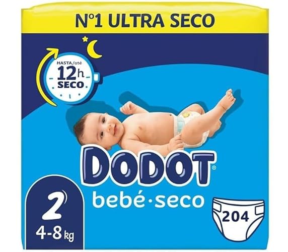 Fraldas DODOT Seco (204 Unidades - 4 a 8 kg) Procter & Gamble - Roupa interior - secas, 204 unidades, 4-8 kg