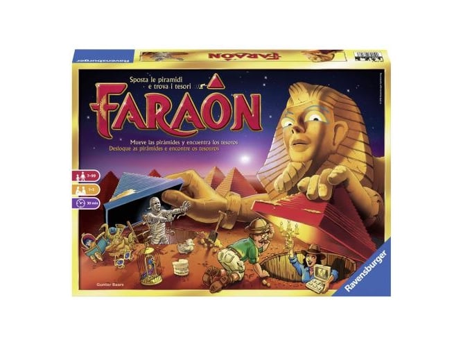 Jogo de Tabuleiro RAVENSBURGER Faraon (Idade Mínima: 7) Ravensburger - Jogos de tabuleiro - jogo de tabuleiro, ravensburger, faraon, idade mínima 7, pirâmides, momia