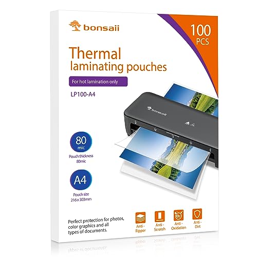 Papel para Plastificar BONSAII LP100-A4 bonsaii - Filme de laminação, pochetes e folhas - 100 folhas, a4, resistente, proteção