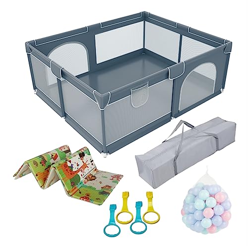 Parque Infantil BEBE CONFETTI com Tapete (180 x 200 cm) MUZAFFA - Móveis para bebês e crianças pequenas - tapete, 180x200 cm