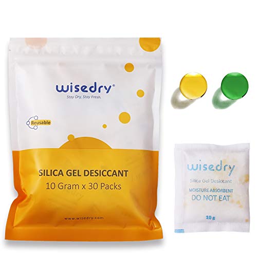 Wisedry 10G X 30 Unidades Gelo de Silício Bolsas com Pérola Laranja Detetor de Umidade Desumidificador Alimentar Viola Tech - Materiais de embalagem - silicone, desumidificador, detetor de umidade