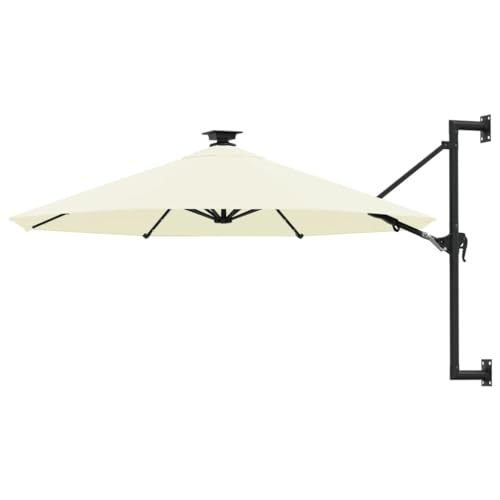 Guarda-Sol de Parede com Poste LED VidaXL | 300x300cm - Bege vidaXL - Móveis de exterior - led, 300x300cm, bege, parede