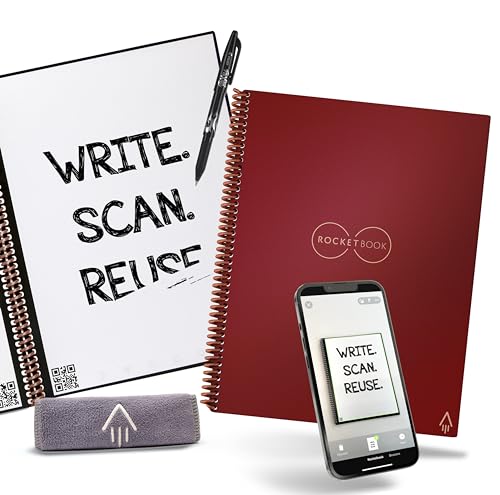 Caderno Rocketbook Core | Vermelho (Cadernos) Rocketbook - Cadernos e bloco de notas - escrever, borrar, poliuretano, duradouro
