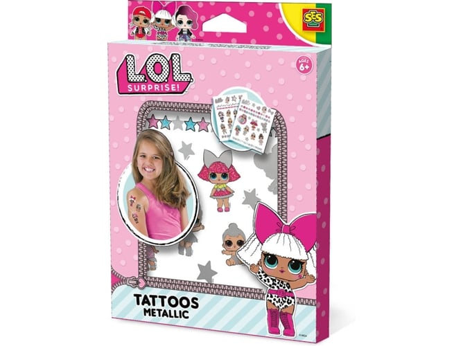 Conjunto de Tatuagens SES CREATIVE L.O.L. Metallic (Idade Mínima Recomendada: 3 anos) SES - Tatuagens temporárias - tatuagens, metálicas, adesivos, 3 anos