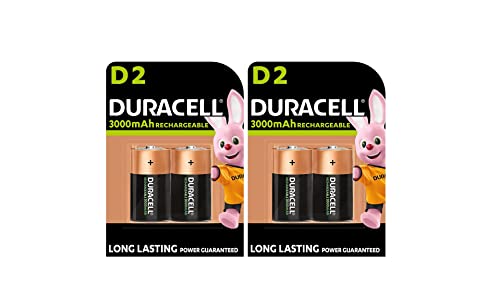 Pilhas Recarregáveis DURACELL D-Cell 3000mAh Duracell - Baterias - 3000mAh, litio, 3 anos, recarregáveis