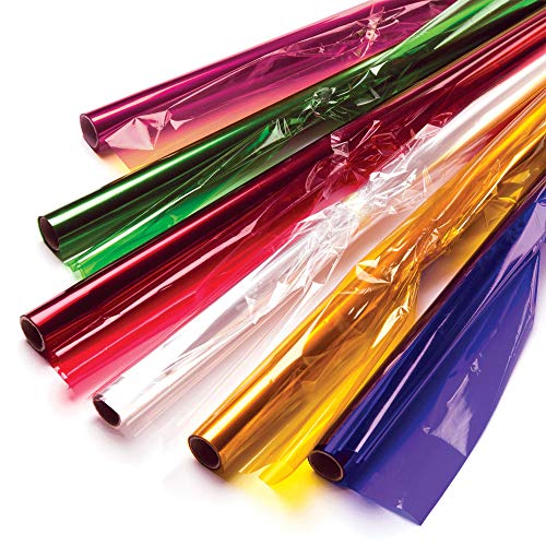 Baker Ross - Paquete de rollos de papel celofano de colores Baker Ross - Papel de embrulho - 3 rollos, papel celofane, colores, resistente