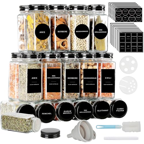 Conjunto de 25 Recipientes Cristal para Especiarias LANNVAN Lannvan - Dispensadores de condimentos - conjunto, recipientes, cristal, especiarias