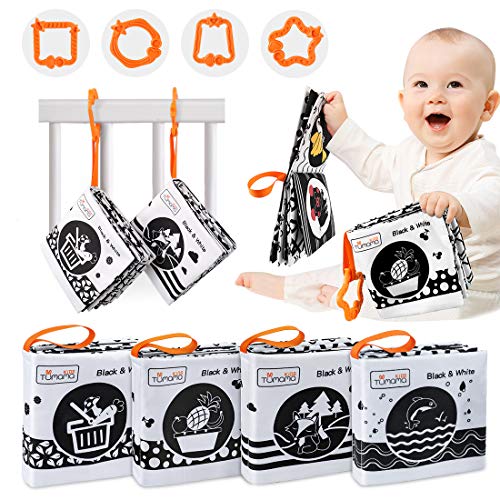 Livro de Brincar TUMAMA 4 Livros de Tecido Suave tumama - Livros - tecido suave, cores vivas, macio, fácil de agarrar
