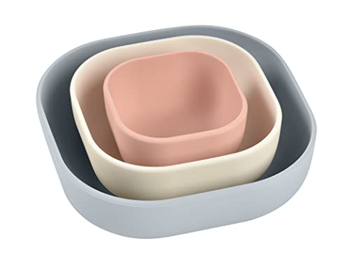Conjunto 3 Cenários BÉABA Silicone Cinzento Rosa Beaba - Tigelas - silicone, cinzento rosa, cenário