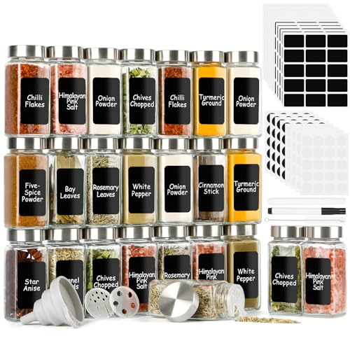 Lannvan 24X 120Ml Cristal Spice Bottles with Lids Lannvan - Dispensadores de condimentos - 24x, 120ml, cristal, bolsas de especiarias