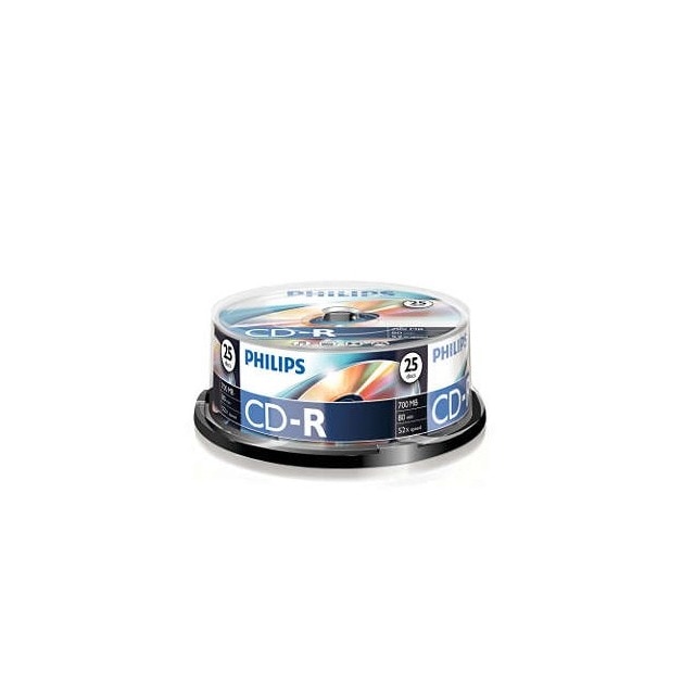 Disco de Órbita PHILIPS CR7D5NB25 CD-R 80min 700MB 52x Philips - Mídias vazias - 700MB, 80min, 52x, CD-R