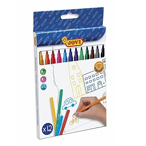 Marcador JOVI Slim (Multicor - 12 Unidades) Jovi - Marcadores e marcadores de texto - multicor, 12 unidades, lavável, pontas finas