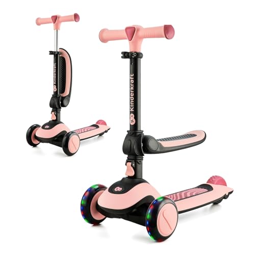Trotinete KINDERKRAFT Halley (Rosa - Idade Mínima: 2 Anos) 4Kraft - Patinetes elétricos - rodas duplas, anti-deslizante, transformável, sem pedais