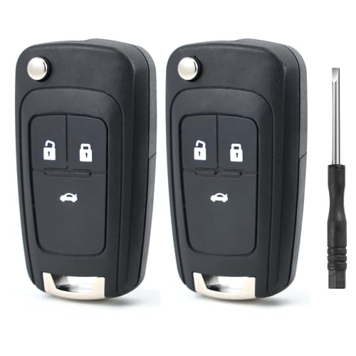 Betterher 2 Peças 3 Botões Capa Chave de Carro compatível com Opel Astra J Insignia A Meriva B Zafira C Mokka, Chevrolet Orlando Aveo Remoto Betterher - Alarmes e fechaduras de veículos - 3 botões, compatível opel, resistente ao pó, resistente a riscos