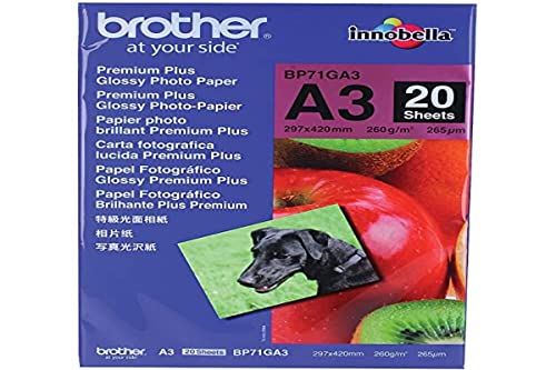 Papel Fotográfico BROTHER BP71GA3 Premium Plus Glossy A3 Photo Paper Brother - Papel de impressora e copiadora - brilho, a3, 260g/m², duradouro