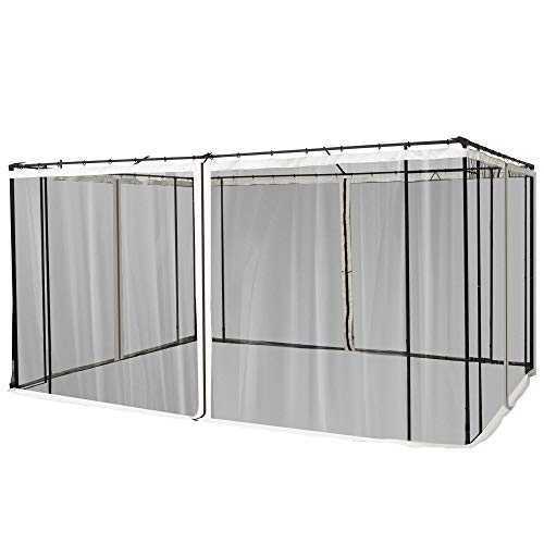 Conjunto 4 Painéis Laterais Outsunny para Tenda de Jardim | Mosquiteira | 335x207 cm | Fecho e Anéis - Preto Outsunny - Acessórios para toldos e gazebos - mosquiteira, 335x207 cm, fecho e anéis, preto