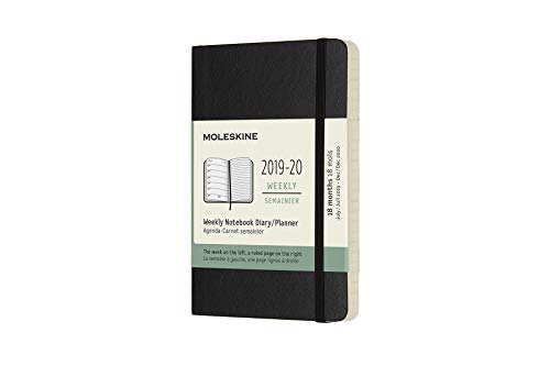 Agenda Semanal 18 Meses 2019-2020 Moleskine Bolso Soft Moleskine - Calendários, organizadores e planejadores - 18 meses, 2019-2020, capa macia