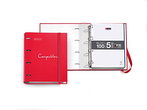 Caderno e Bloco de Notas Miquelrius 04-0011 | Vermelho Miquel Rius - Pastas Organizadoras - capa de cartão, fecho de elástico, 100 folhas, notas