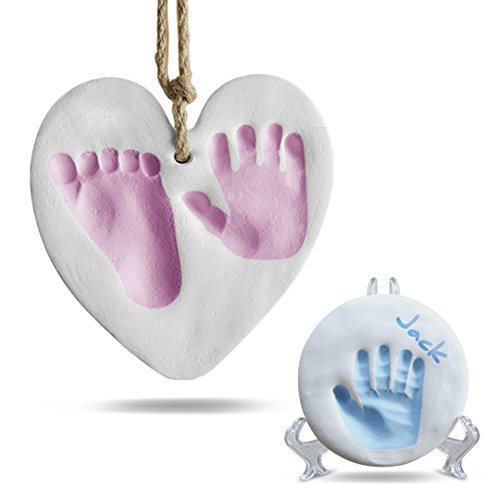 Conjunto de Decoração com Pegadas de Bebé em Argila Branca Bubzi Co - Enfeites de natal - pegadas, argila branca, moldes, coração