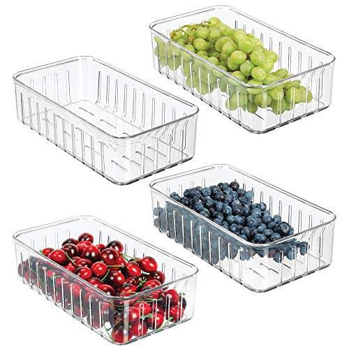 Caixa de armazenamento de comida mDesign 4 x Small Food Storage Container Transparent mDesign - Organizadores de cozinha - armazenamento, comida, transparente