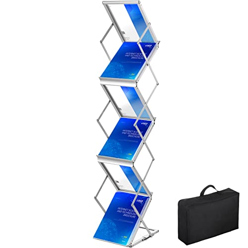 VEVOR Expositor de Revistas 26x36x152cm Expositor Portafolletos 6 Bolsillos VEVOR - Suportes para revistas - 6 compartimentos, design plegável, capacidade 4,4 kg, 26x36x152cm