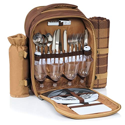 Mochila CAMPFEUER (Castanho - Algodão e Poliéster - 40x30x20 cm) CampFeuer - Cestas de piquenique - algodão, poliéster, 40x30x20 cm, compartimento refrigerador