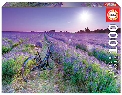 Puzzle EDUCA Bicicleta em Campo de Lavanda (1000 peças) EDUCA - Quebra-cabeças - bicicleta, campo de lavanda, 1000 peças, cartão