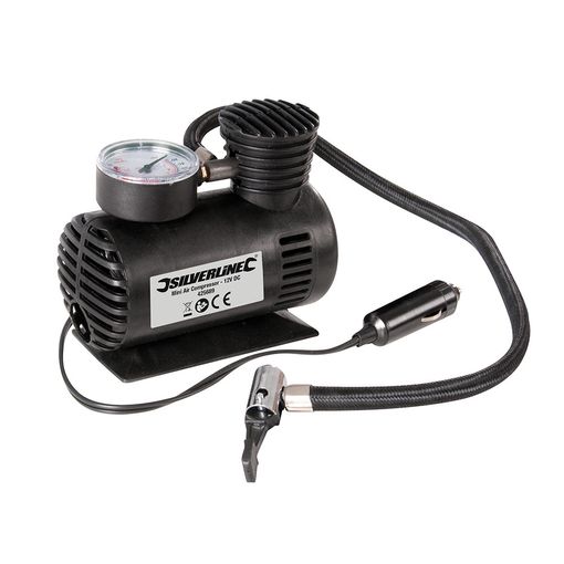 Mini Compressor Pneumatico SILVERLINE 425689 Silverline - Equipamento atlético de uso geral - pneumatico, preto-verde, plástico, aderente
