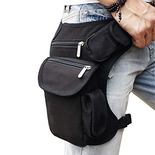 Bolsa de Muslo Tática para Homens e Mulheres (Preto) Hebetag - Bolsas de cintura - preto, correias ajustáveis, fecho rápido, multifunções